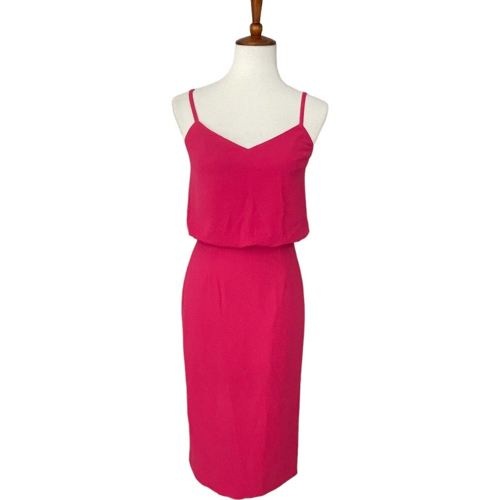 Dress The Population Alondra Raspberry Pink Slim Blouson Sheath Dress Size S